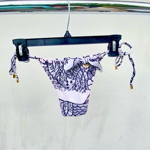 Salinas Black & White Palm Tree Floral Cheeky Bikini Bottoms Size Medium